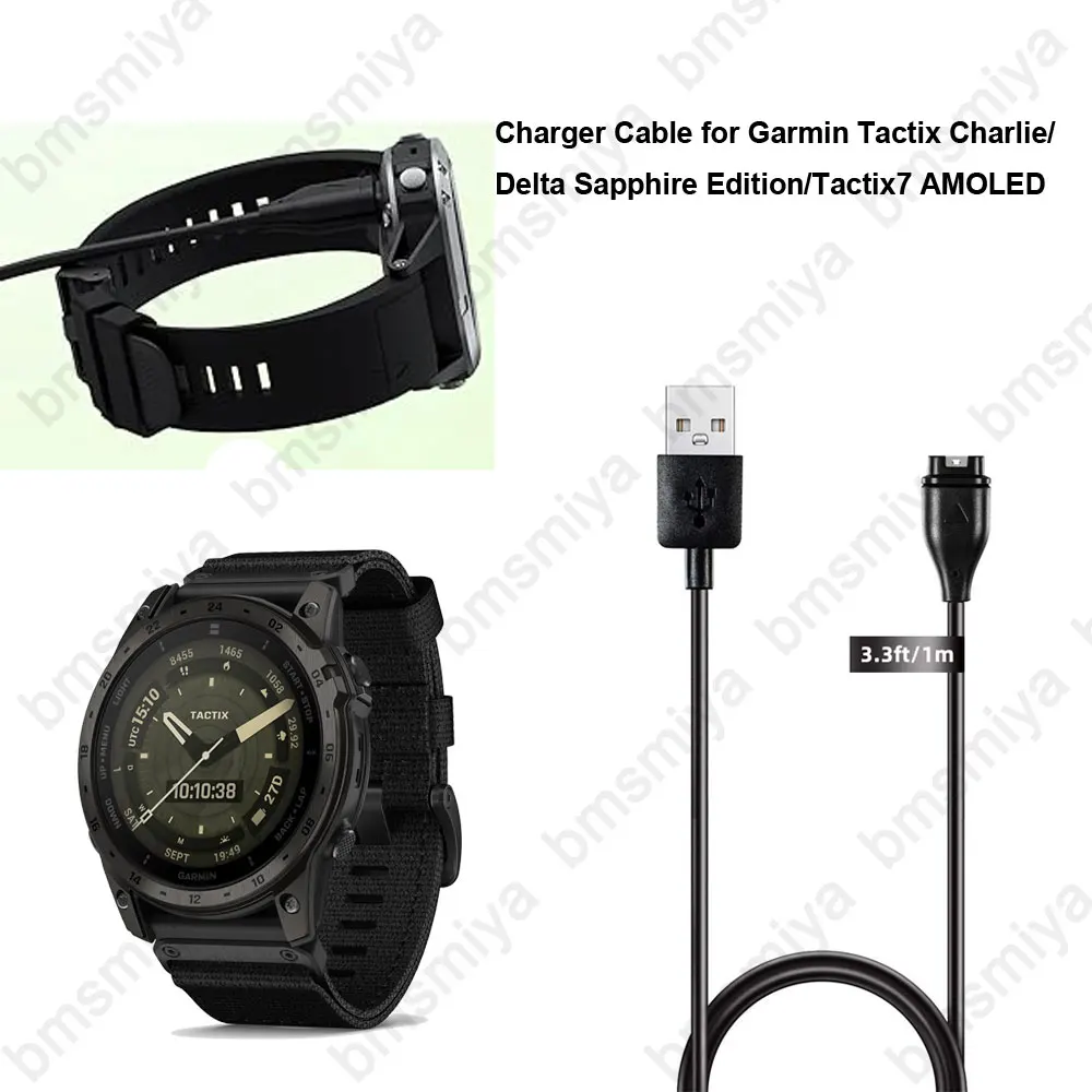 1PCS 1M USB Charger Cable for Garmin Tactix Charlie/Delta Sapphire Edition Replacement Charging Cord for Garmin tactix7 AMOLED