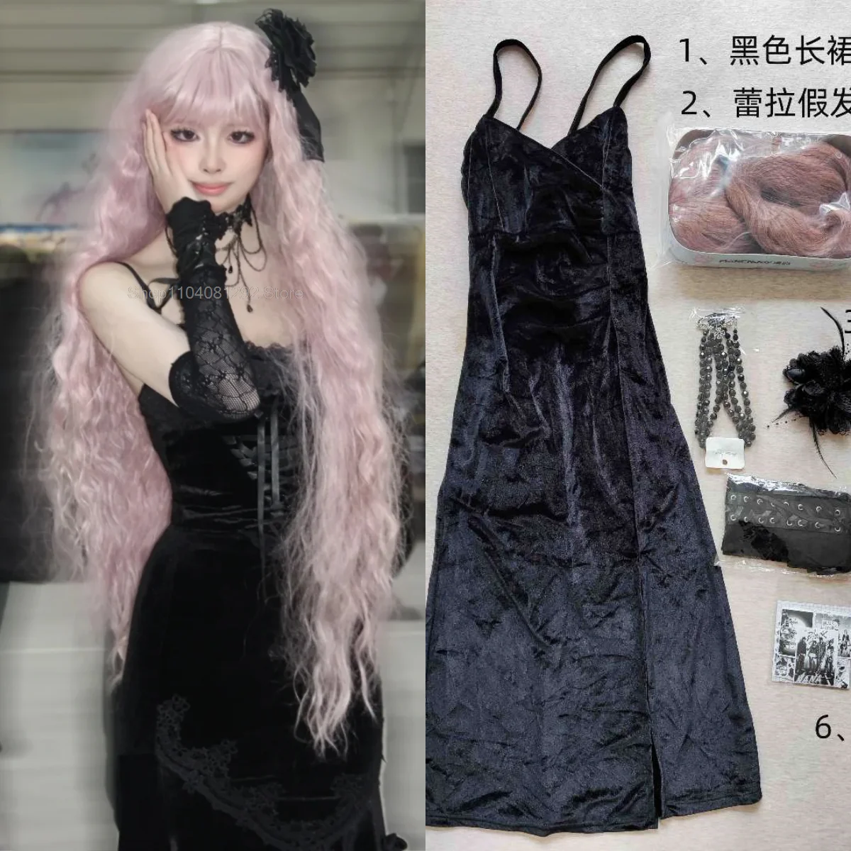 

NANA Cosplay Men Layla Anime Black Dresses Men's Halloween Costume Women Costumes Adults Figures Woman Women's Adult Cosplays