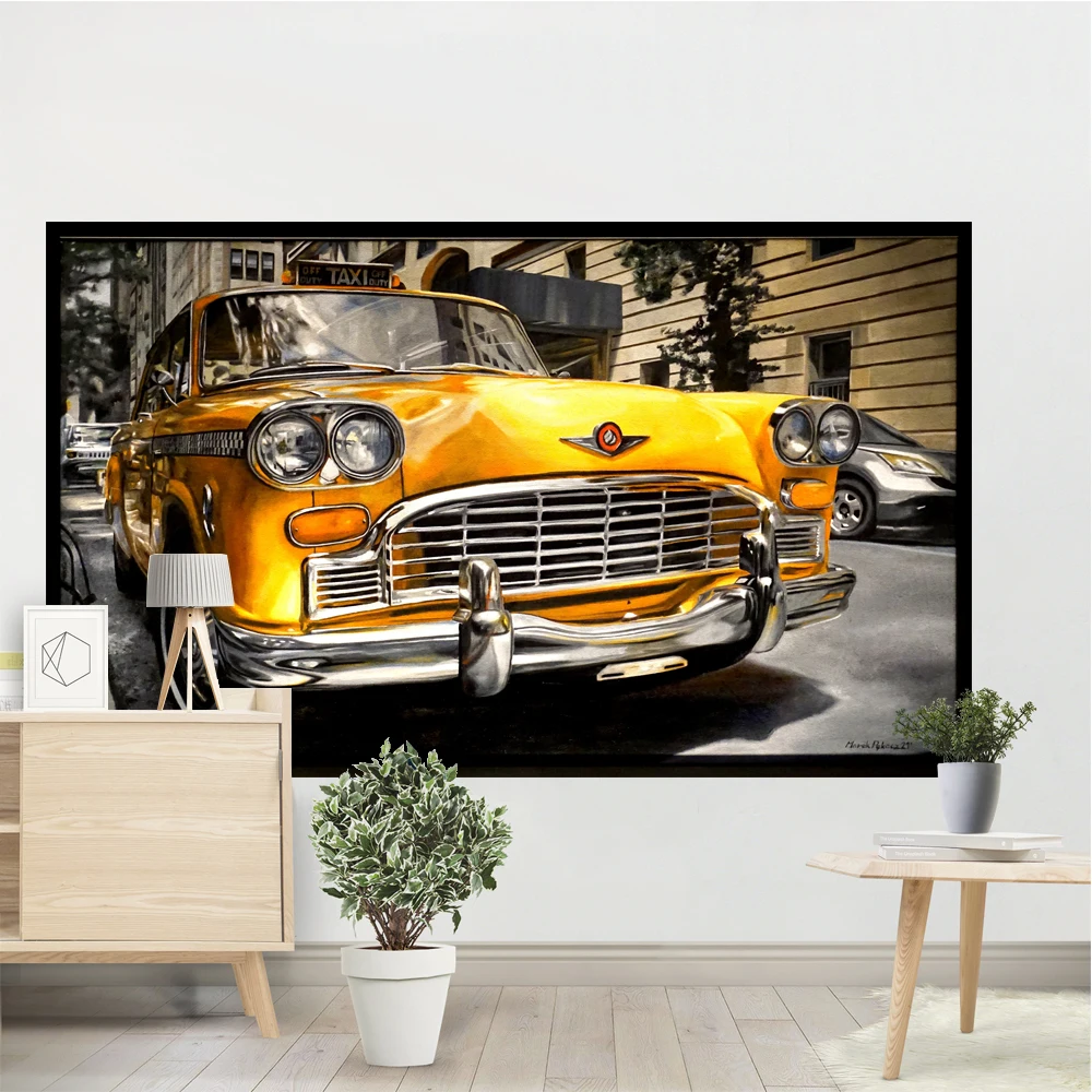 Classic Cars Retro Banner Tapestry Poster Wall Art Decoration AD Vintage Sign Motor Competition Man Cave Garage Pub Club Bar