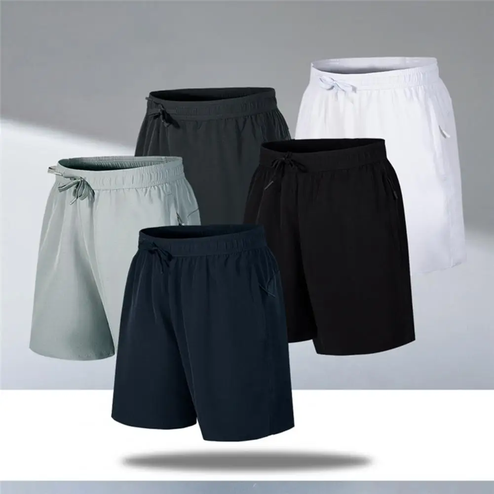 Sports Shorts Men Quick-Drying Fitness Solid Color Lace-up Thin Pockets Beach Shorts Summer Korean Style Jogging Short Trousers