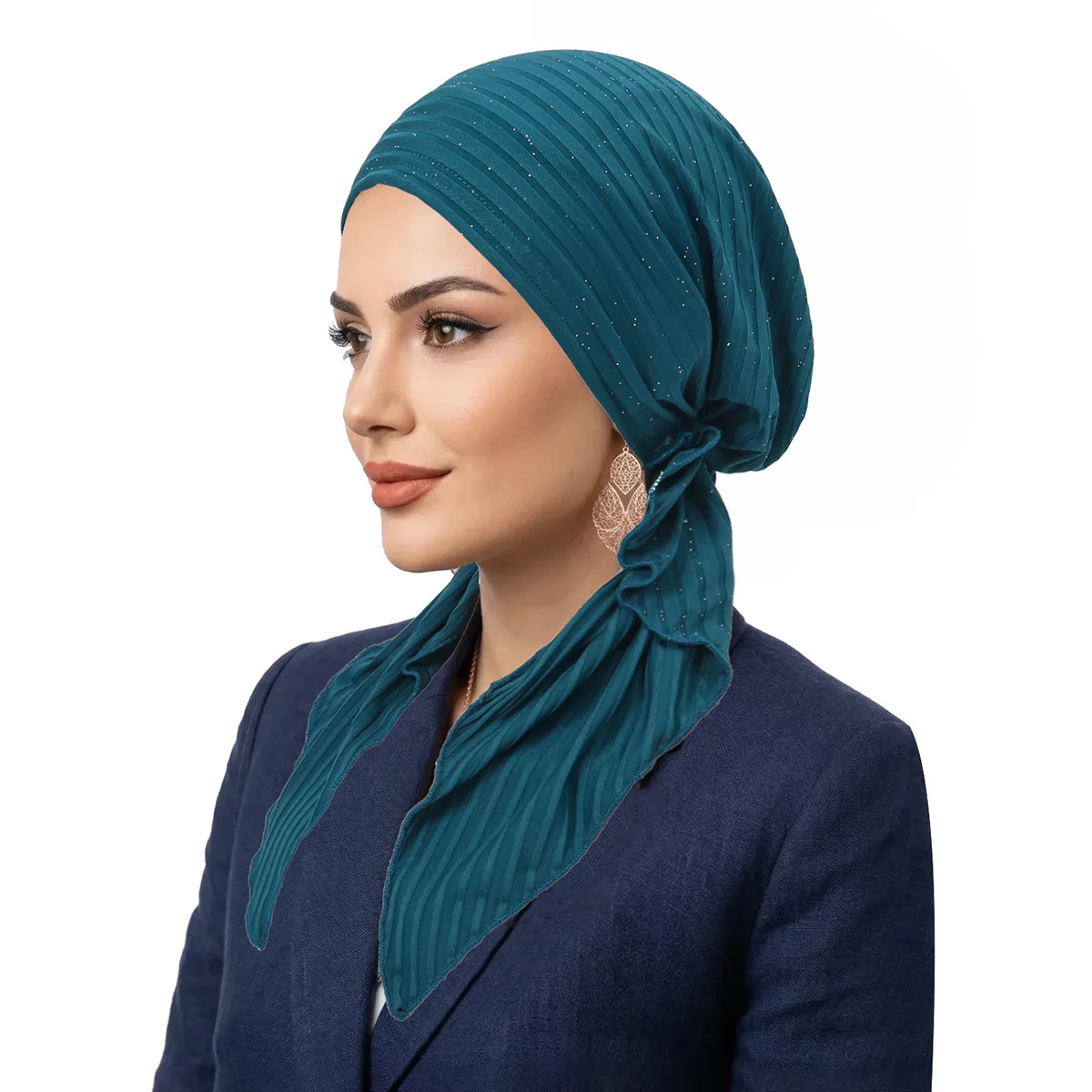 

8pcs Pre-Tied Solid Colors Turban Hijab Ethnic Elastic Head Scarf Islam Hat Fashion Beanie Hat for Women Muslim Wrap Head Cover