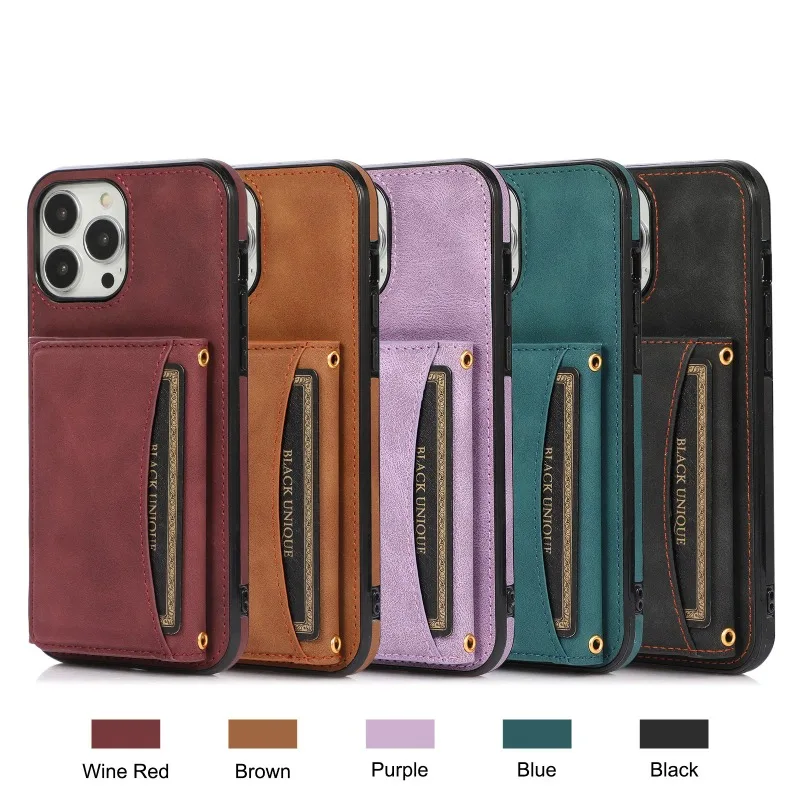 Phone Case For iPhone 17 16 15 14 13 12 11 X XR XS Pro Max Plus New INS Wallet Card Pocket Multifunctional Protective Cover