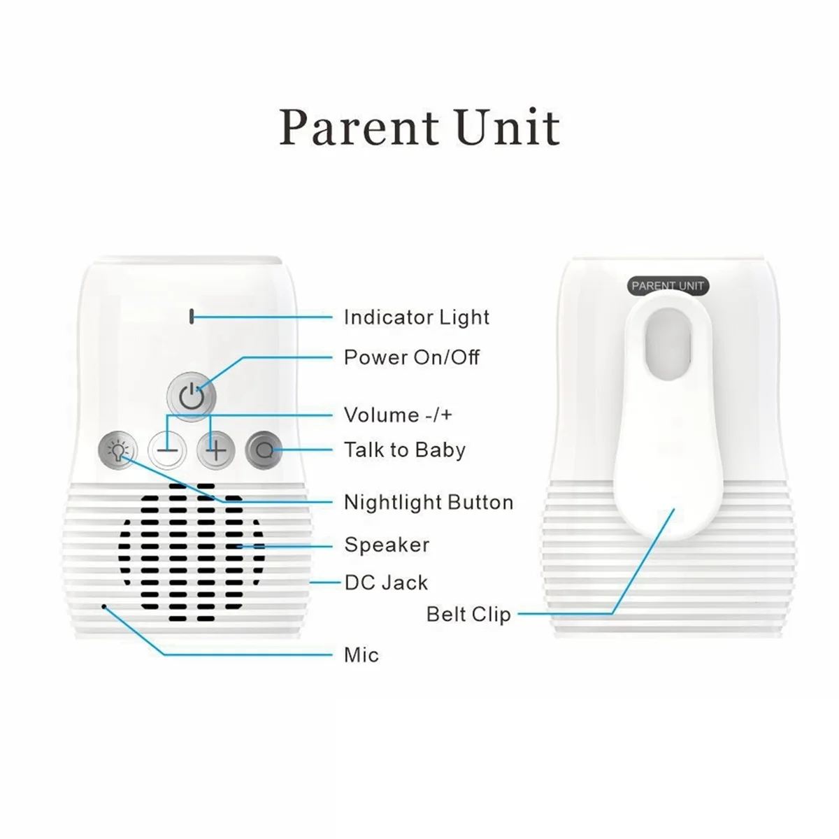 ABJG-Baby Audio Monitor 2-Way Talk Baby Intercom Wireless Night Light บ้านอุปกรณ์ความปลอดภัยของเด็ก