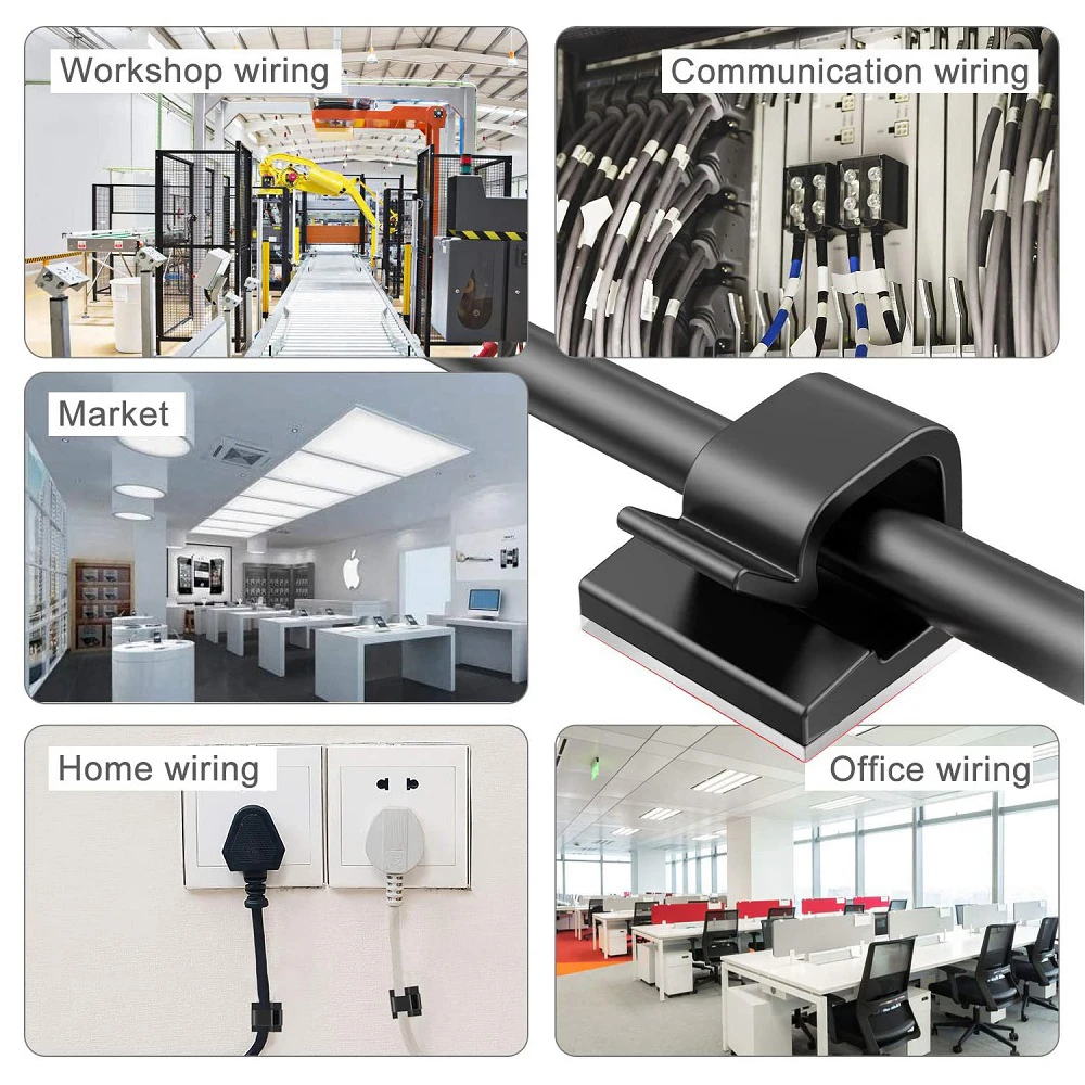 Cable Organizer Clips Wire Winder Holder Cord Protector USB Cable Management Adhesive Hooks Desk Clamp For Car Earphone Mouse
