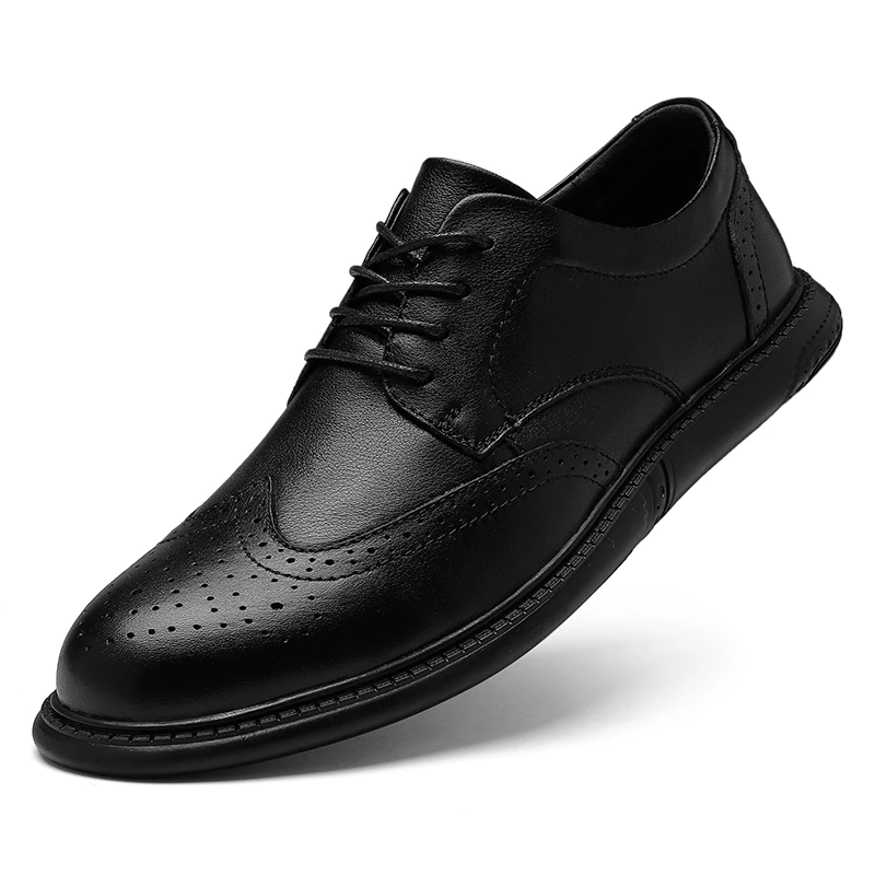 Men's Wingtip Brogues Oxford Dress Shoes Leather Brogue Casual Comfort Black