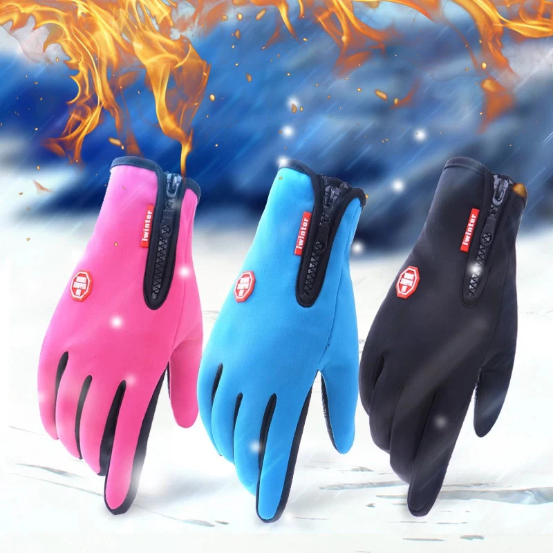 Autumn Winter Fleece Lined Touchscreen Gloves Wind‑Resistant Thermal Cycling Gloves Elastic Thick Warm Hand Protector for Unisex