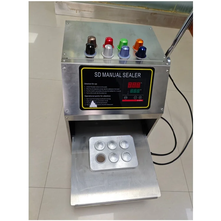 ALB Semi-Automatic Electric Coffee Ca psule Sealing Machine 6-Hole Foil Plastic Sealer Easy Operate AC 220V/110V 1-Year Warranty