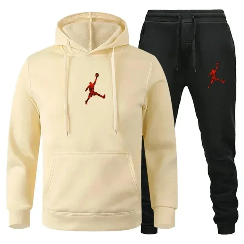 Men Set Fleece Hoodie Pant Thick Warm Tracksuit Sportswear Fashion Brand Backwoods Hooded Track Suits Male Sweatsuit