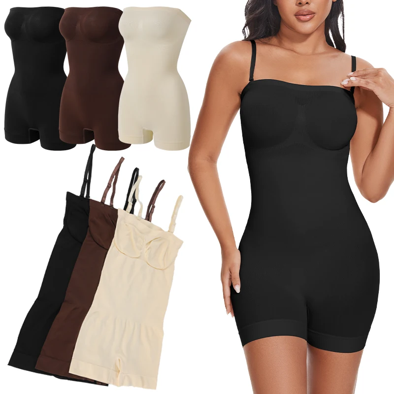 Strapless Bodysuit Off Shoulder Bustier Tube Top Vrouwen Shorts Shorts Buik Controle Body Shaper Taille Trainer Skinny Ondergoed