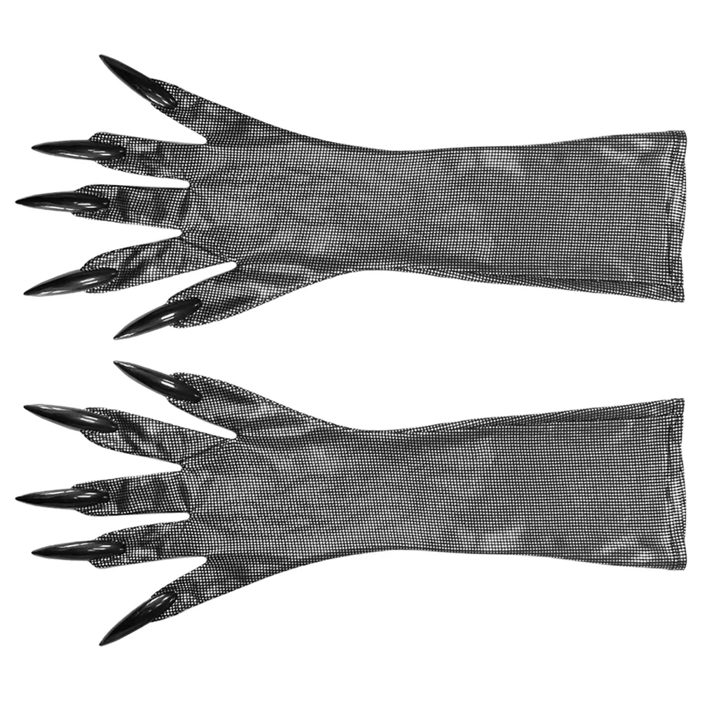 

1Pair Halloween Cat Claw Gloves Scary Nails Horror Party Cosplay Costume Accessory Gloves with Nails Halloween Cosplay Props
