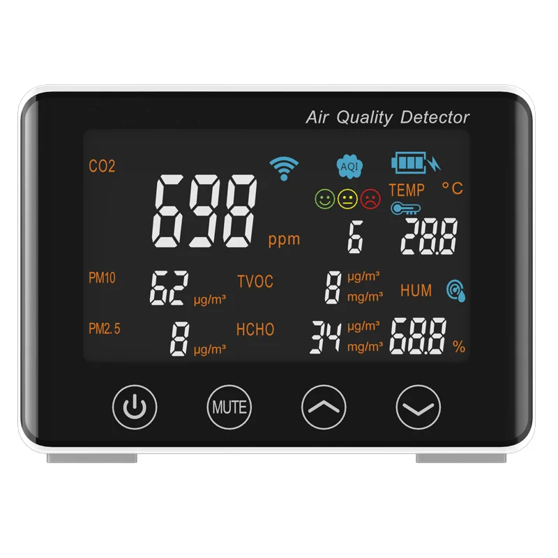 Conteneur portable PM2.5, poignées de matériaux, compteur de CO2 intérieur, moniteur de qualité de l'air, compteur de CO2, offres spéciales