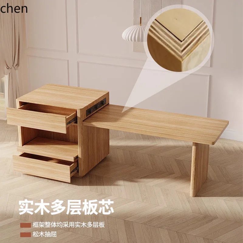 HT rock slab island dining table integrated retractable simple small apartment light luxury middle island plus sink