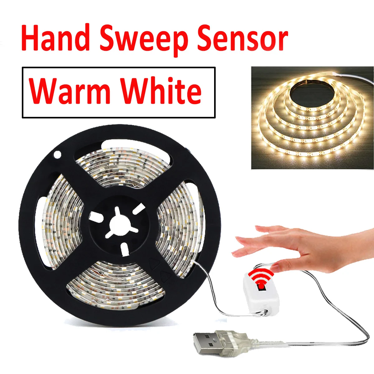 DC 5V Lampe USB Bewegungssensor LED-Hintergrundbeleuchtung LED-TV Küchen-LED-Streifen Handbewegungs-Ein/Aus-Sensor Licht Diode Leuchten Wasserdicht