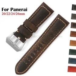 Business Genuine Leather Watchband For Panerai  for Omega Steel Buckle Black Brown Men's Strap Accessories 20mm 22mm 24mm 26mm