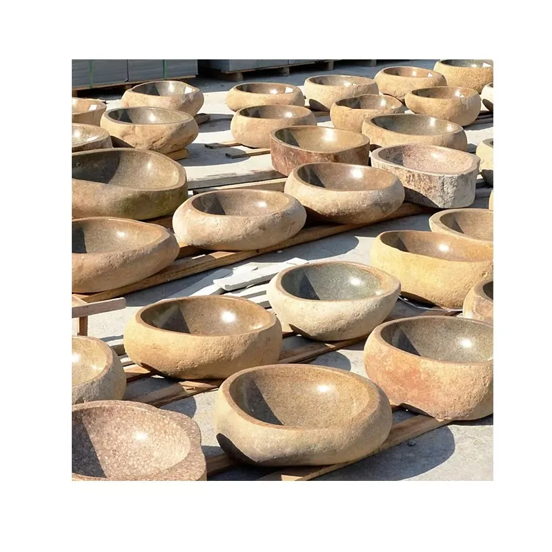 Fregadero rústico de piedra Cobble, lavabo de guijarro de piedra de río, tocador de baño, cuenco de lavado, encimera, lavabo de armario oxidado