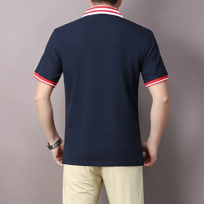 Men's Polo Shirt British Strait Pearl Four Islands Kingdom Short Sleeved Lapel, Fashionable Contrasting Color Pure  Cotton  Slit