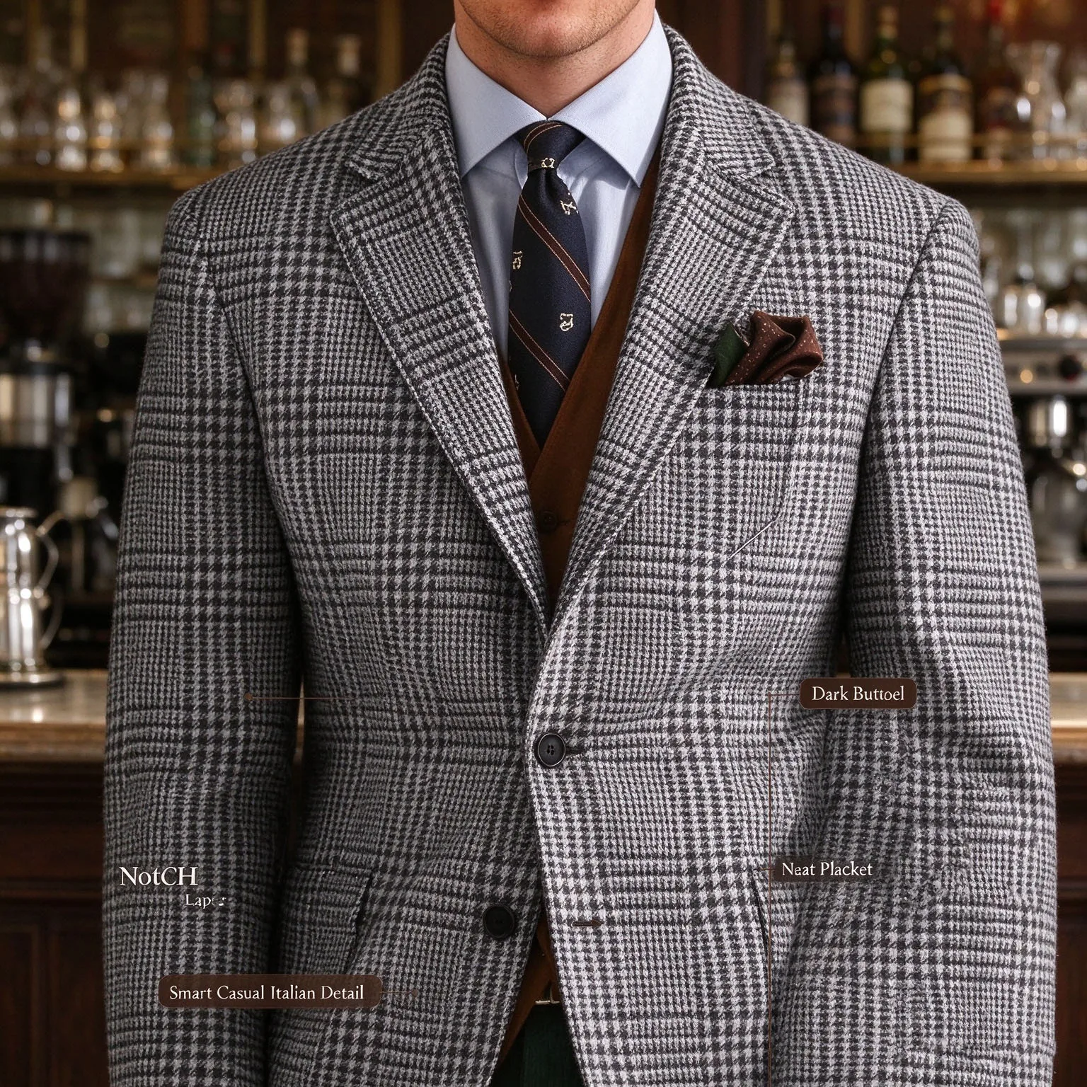 Autumn Winter Men's Suits Jacket Formal Single-Breasted Plaid Blazer Tweed Wear Tuxedos Business Casual Party Men Sport Coats image 5