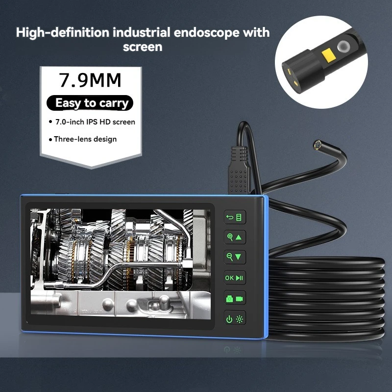 

7 Inch IPS Screen Endoscope Camera 1M-15M HD1080P Single Dual Triple Lens HD1920 5.0MP Autofocus USB Pipe Inspection Borescope