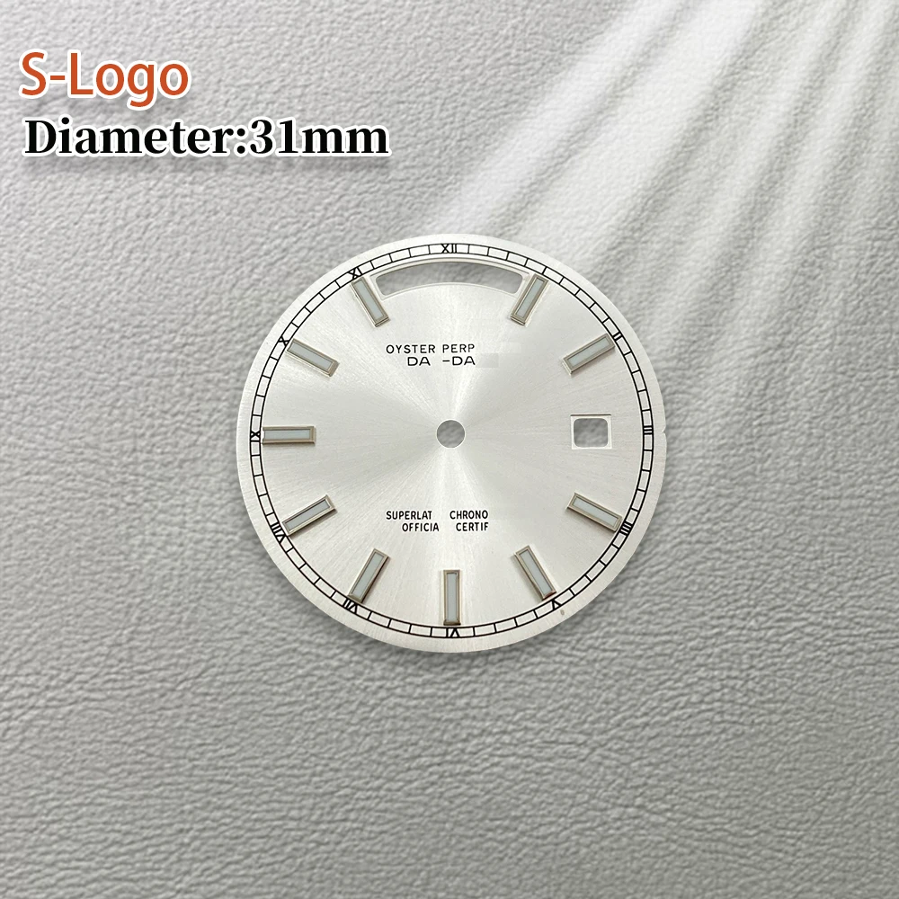 31mm logotipo s mostrador preto marrom adequado para 8285 movimento verde luminoso de alta qualidade acessórios de modificação de relógio ferramentas de reparo