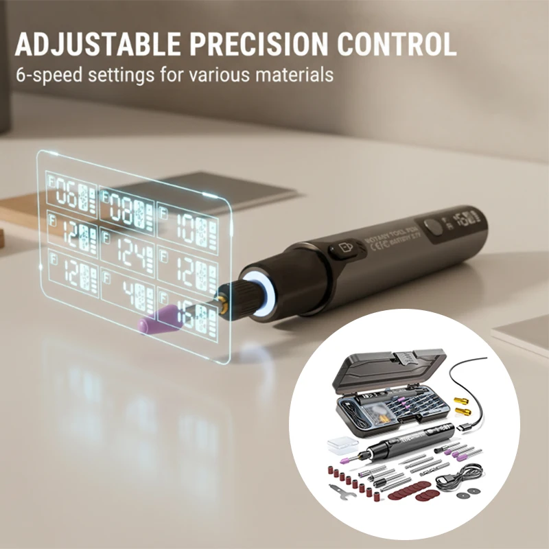 

Portable Electric Polishing & Grinding Kit for DIY Projects,Metal,Wood and Home Repair 6 Speed Digital Electric Mini Grinder Set