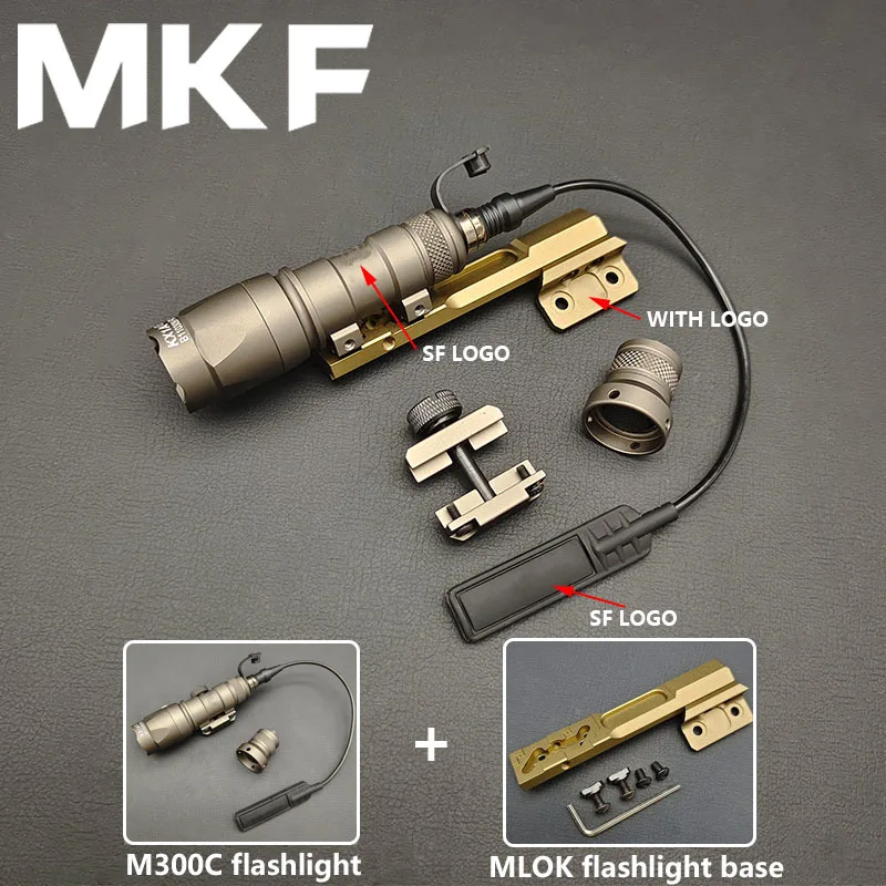 Airsoft SF M300C Flashlight LED 600Lumens M300 M300A M300B M600 MINI Weapon lights Airsoft Hunting Mlok keymod  20mm Rai