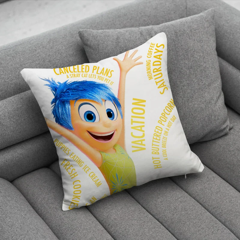 Disney Inside Out 2 Pillow Case Children Cartoon Figure Sadness Anger Joy Cushion Cover Sofa Room Car Pillowslip Home Decoration