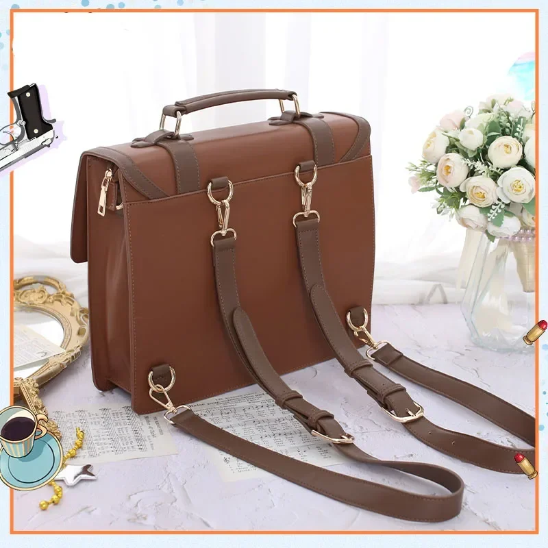 

MN1 Anime Lycoris Recoil Cosplay Vintage Leather Backpack School Student Fashion Double Shoulder Messenger Bags JK Uniform H9*Jy