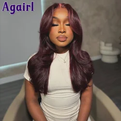 Dark Red 99J Burgundy 13x6 Body Wave Lace Frontal Wig Colored Ready Go 13x4 Lace Front Human Hair Wigs 5x5 Lace Closure Wig 200%