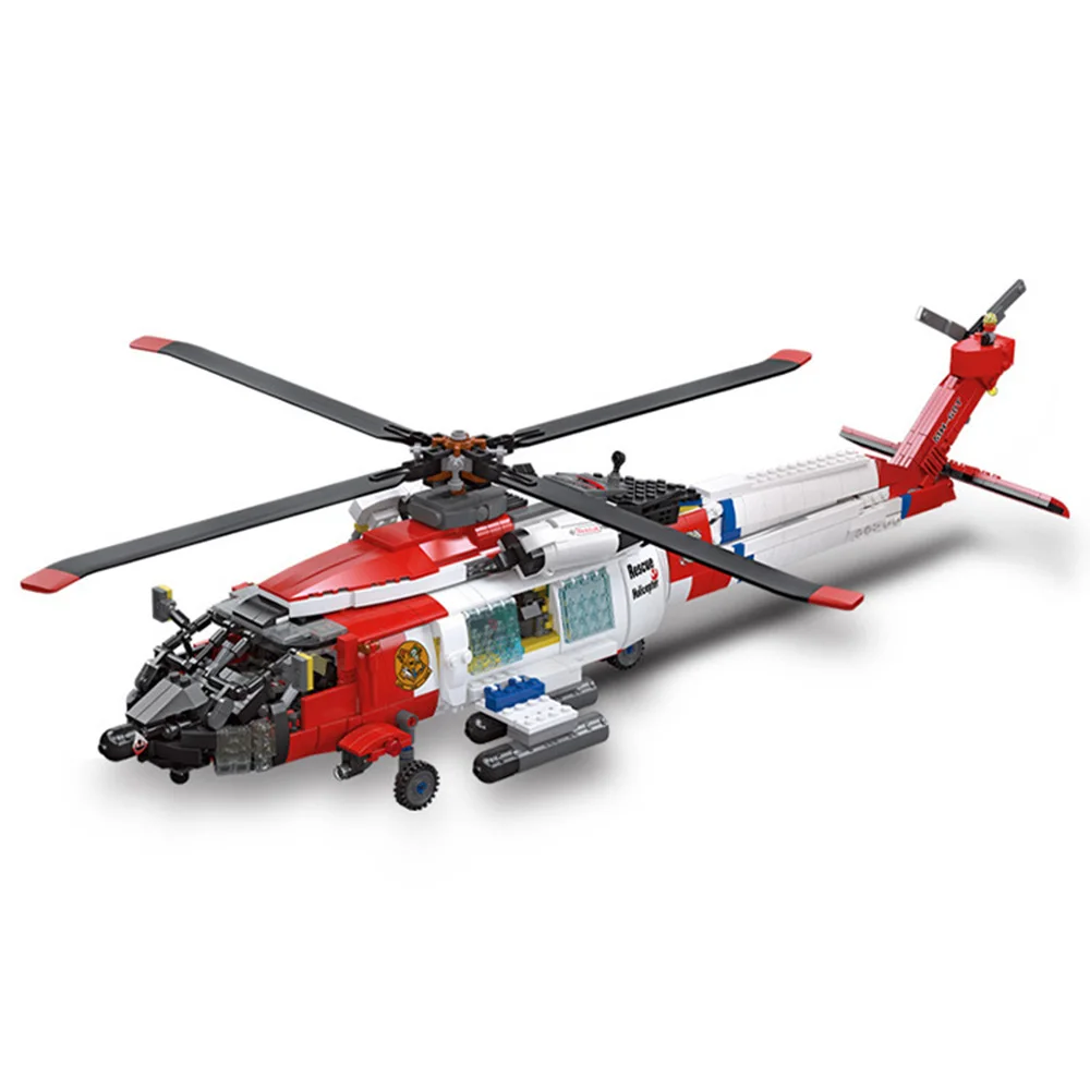 

United States Modern Military Vehicle Model Building Block MH-60T Jayhawk Helicopters WW2 Army Air Force Figure Brick Plane Toys