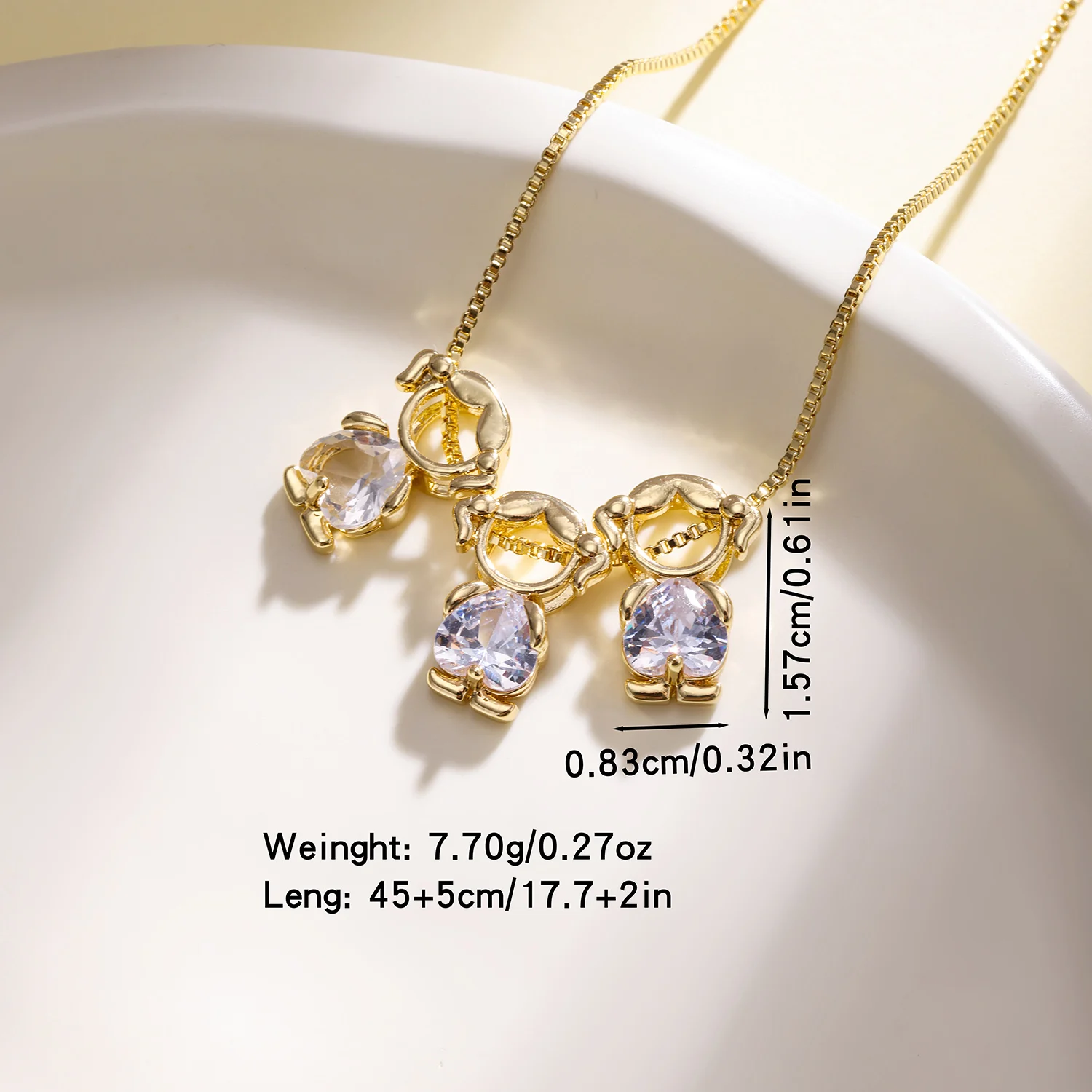Nidin Bestseller Geburtsstein-Anhänger Niedliche Cartoon-Paar-Charm-Halskette mit Kubischem Zirkonia Familienschmuck Geschenk für Frauen Mütter Ehefrauen