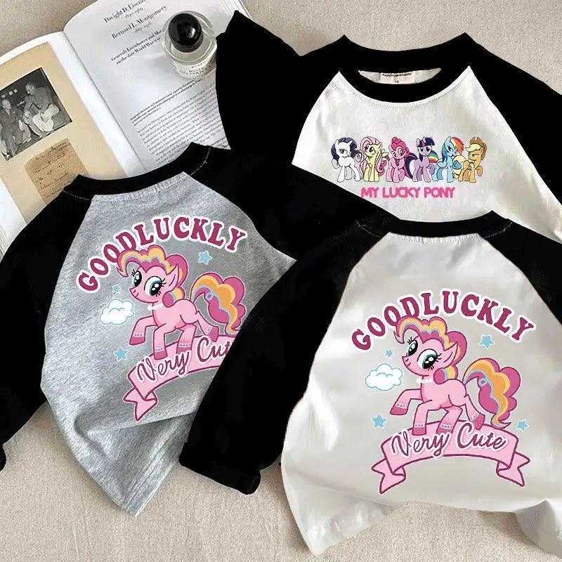 

Creative Kawaii Cartoon My Little Pony Autumn Long Sleeved T Shirt Anime Creative Cute Anime Round Neck Base Shirt Top Girl Gift