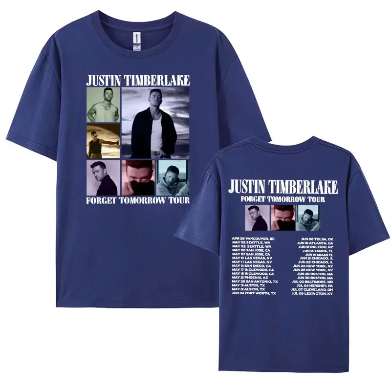 2024 Justin Timberlake T Shirt Forget Tomorrow Wurld Tour Print Tshirts for Men Vintage Hip Hop Style Oversized Harajuku T-shirt