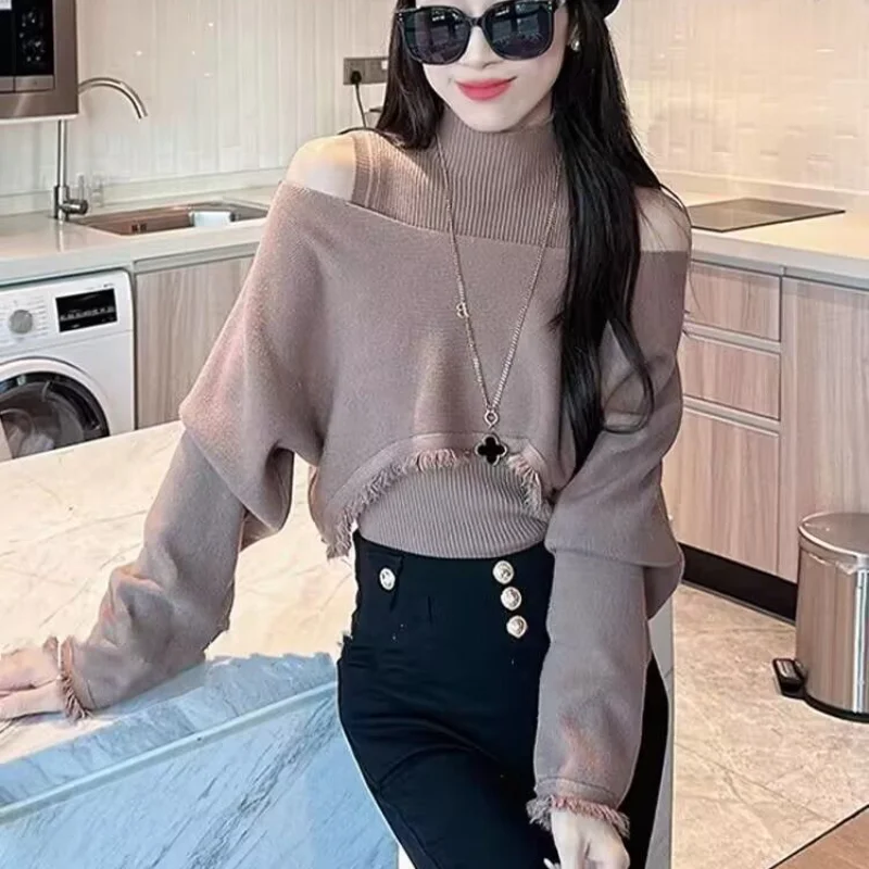 2023 New Women\'s Clothing Long Sleeve Turtleneck Autumn Winter Commuter Slim Casual Solid Color Tassel Sweaters Jumpers