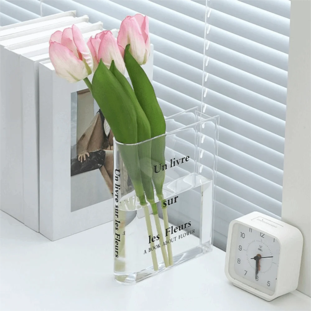 Modern Book Letter Acrylic Vase Unique Shape Minimalist Hydroponic Decorative Vase Aesthetic