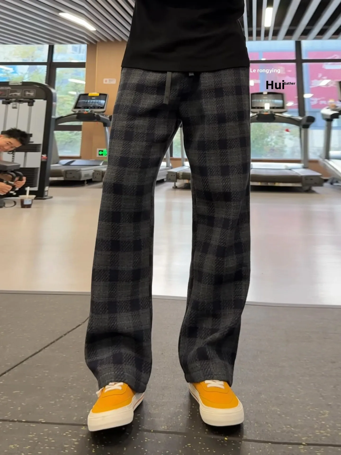 

Men's Winter Thiened Fce Lined Tweed Sports Pants Straight Leg Casual Long Trousers Cleanfit Comfortable Elastic Waist