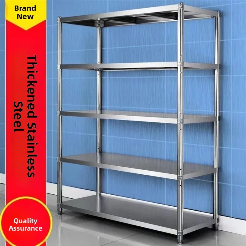Stainless Steel Kitchen Storage Rack Five Layers Floor-standing Microwave Oven Rack Four Layers Storage Shelf Modern Simple S...
