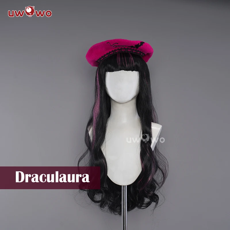 

UWOWO Monster High Cosplay Draculaura Costume Wig Black and Pink 75CM Long Hair Heat Resistant