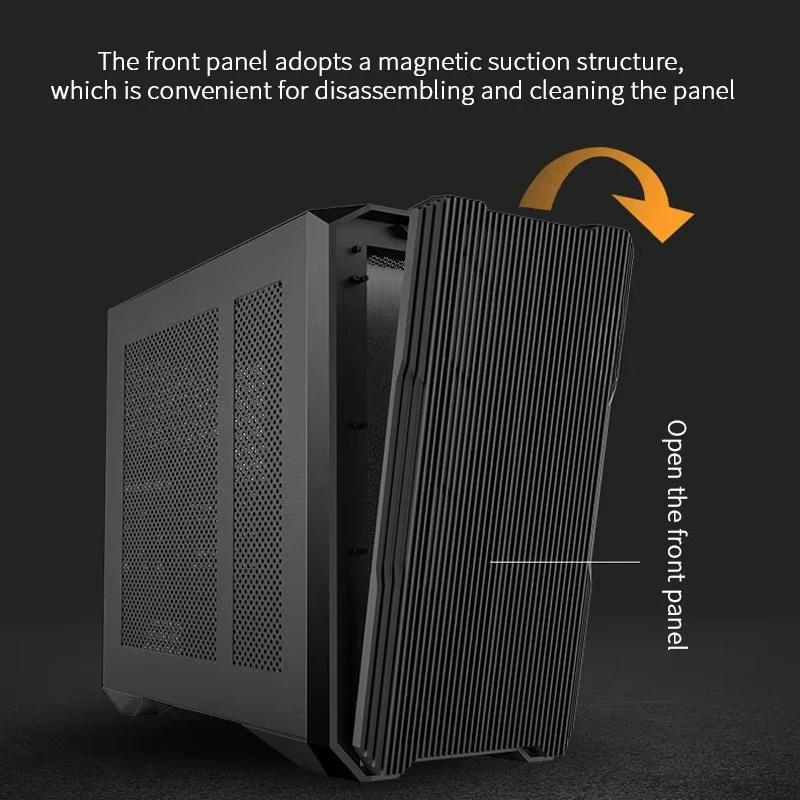 Mid Tower ATX Workstation Case Model KM7B, Magnesium Alloy Server Chassis with Large Storage Space for Desktop Computing