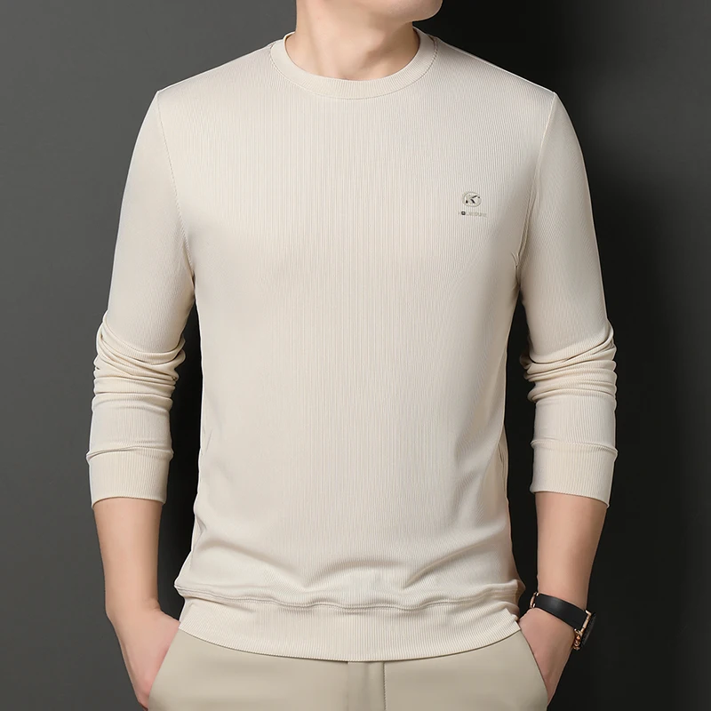 

2025 Autumn Round Neck Hoodie Casual Loose Long Sleeved T-shirt Base Shirt