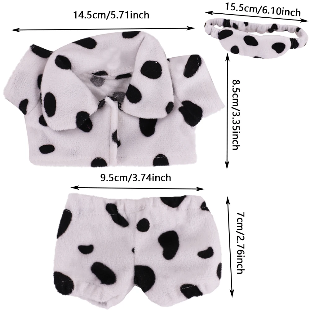 Poppenkleertjes voor 20 cm Kpop knuffel 3-delige pluche set hoofdband + top + broek, mooie rok Idool popaccessoires, meisje verjaardagscadeau speelgoed