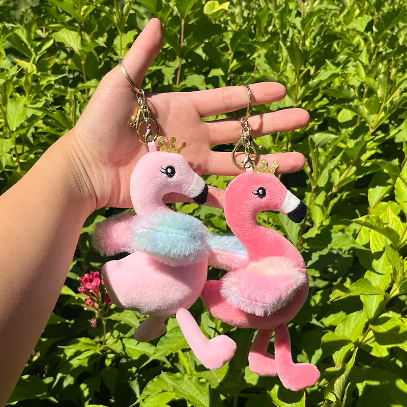 Creative online celebrity cute ins flamingo cotton doll bag pendant Keychain MengMeng plush toy trumpet mini doll