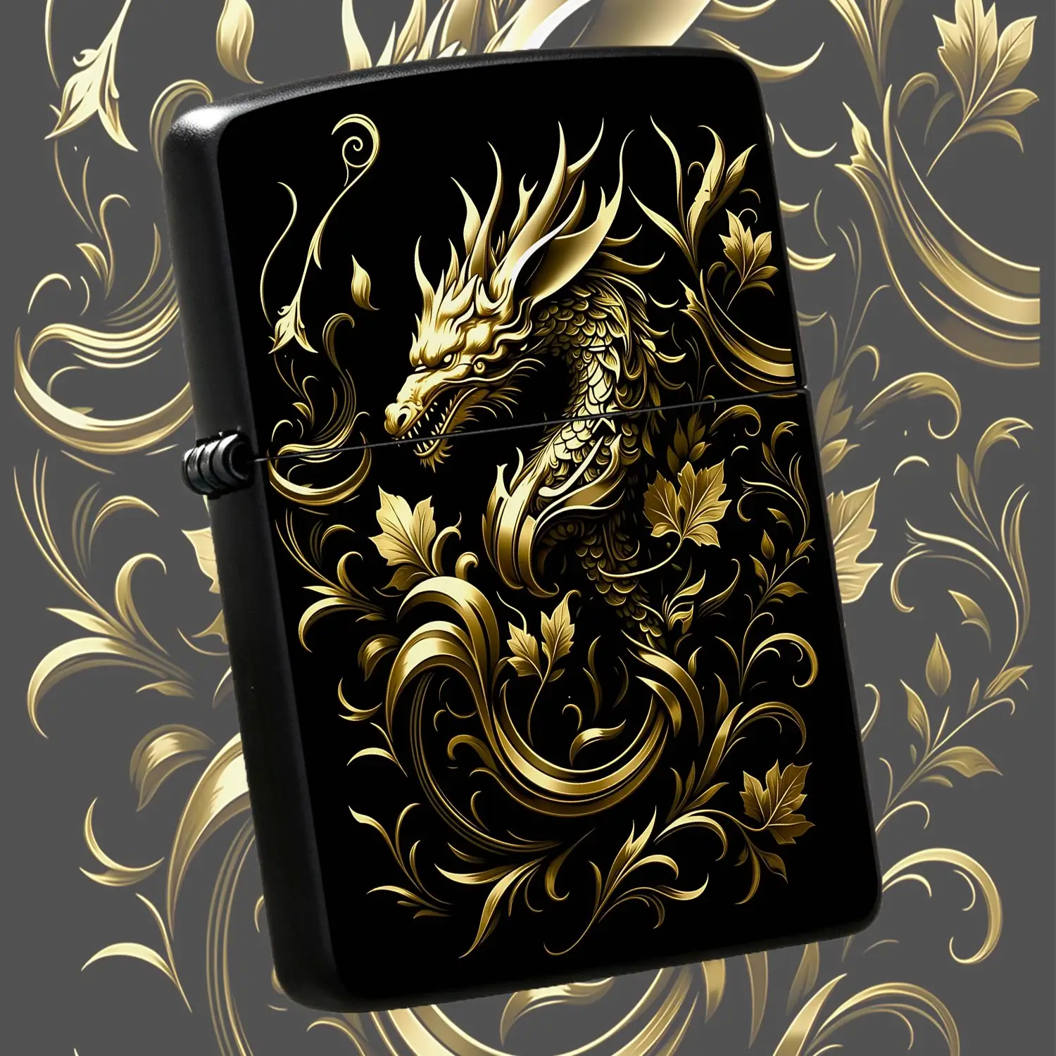 Exquisite Gilded Eastern Dragon Pattern Lighter, Elegant Scroll Floral Decor, Stylish Portable Accessory for Daily Use, Gifting and, Sophisticated Artistic Craftsmanship, Unique High-end Ornament for All Occasions, Eye-c A Humorous And Inte