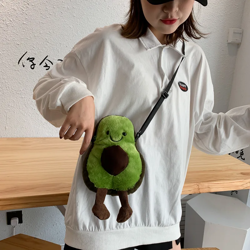 Fashion Cartoon Plush Bag New White Backpack Bread Clouds Camel Avocado Fruits Shoulder Messenger Bag Fluffy Gift For Girls