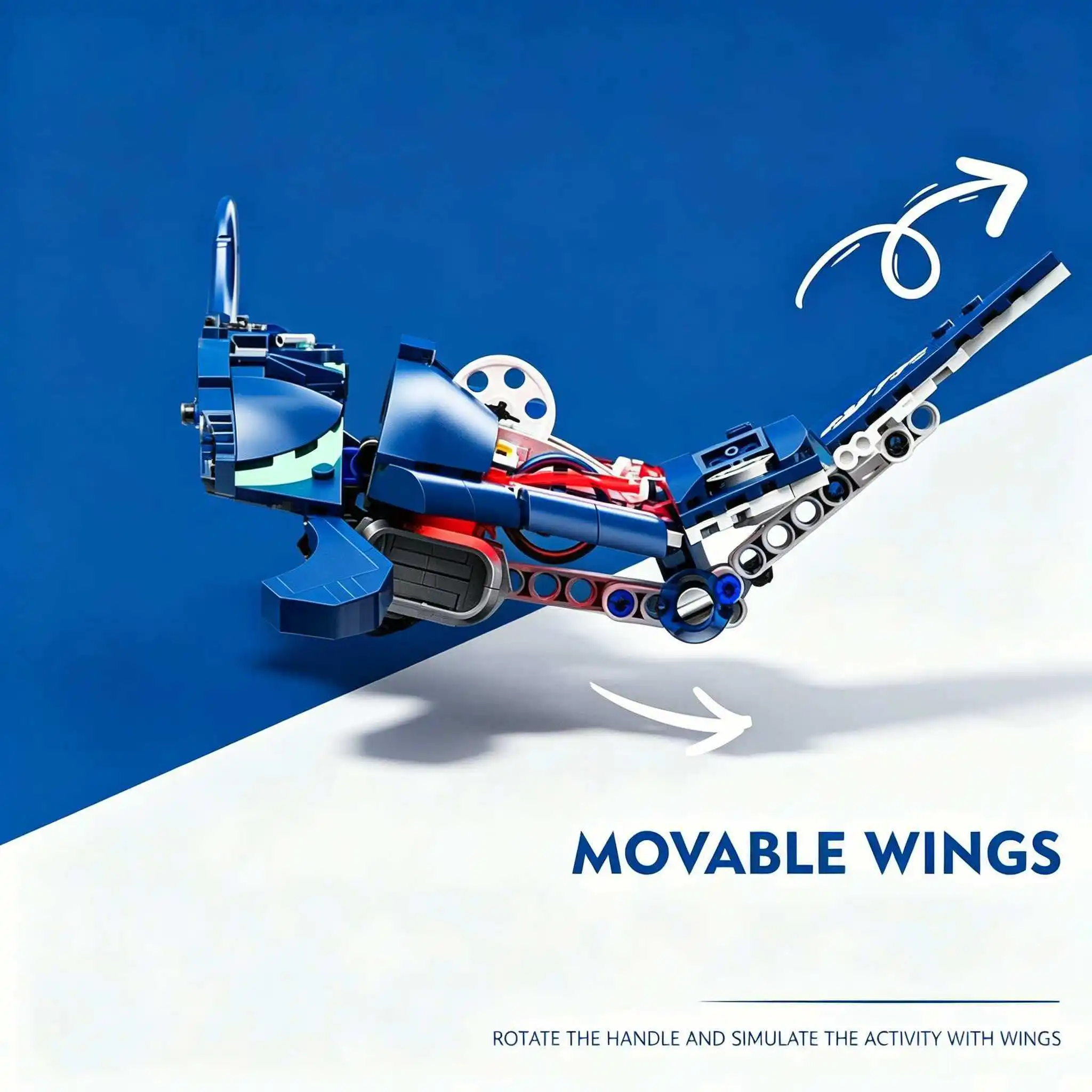 New Creative Linkage Building Block Set Mechanical Manta Ray Model with Light-up Movable Joints 966 Pieces Toy Gift