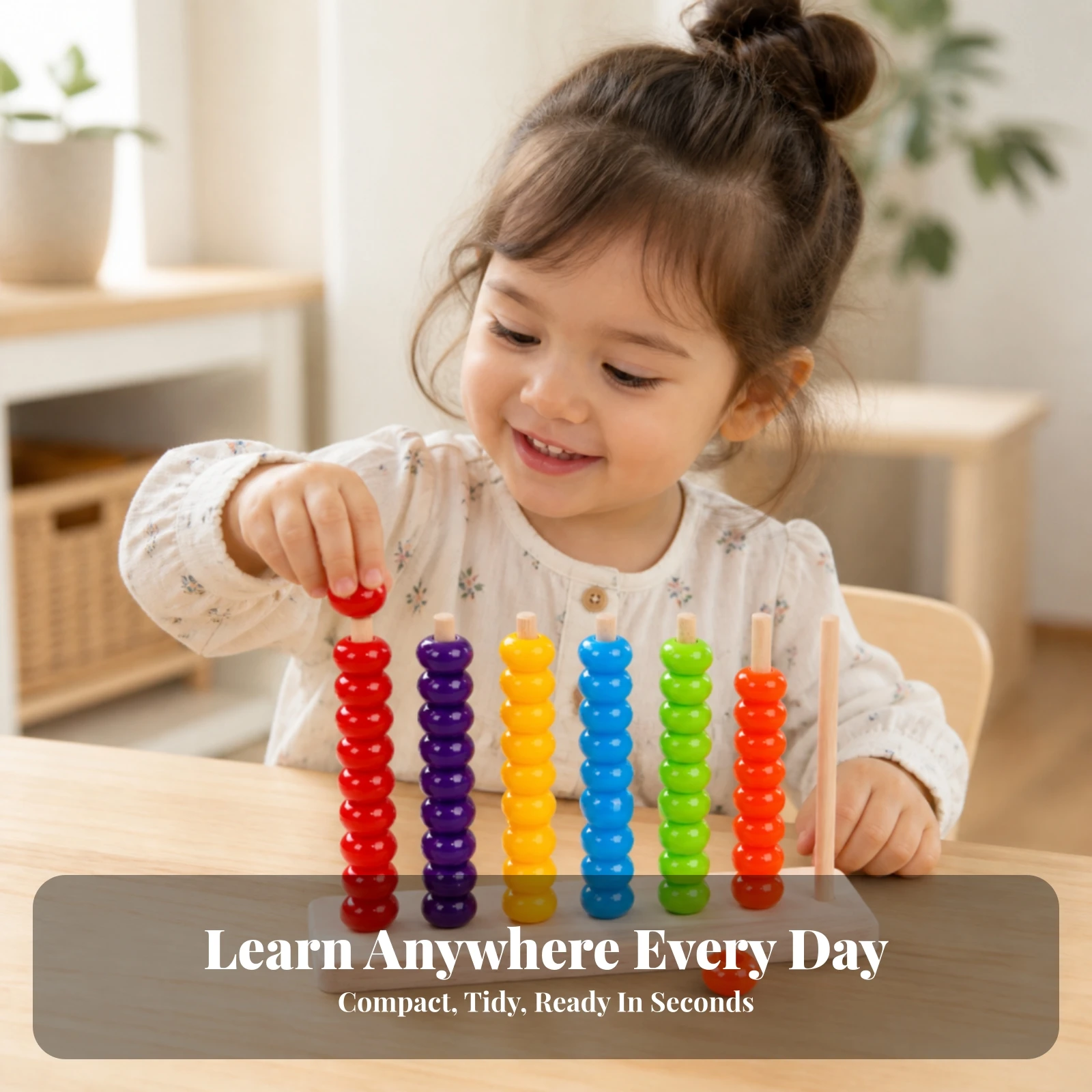 Wooden Counting Stacker Fine Motor Wooden Counting Toy Educational Toy with Pegs Hands-on Color Matching Stacker Non
