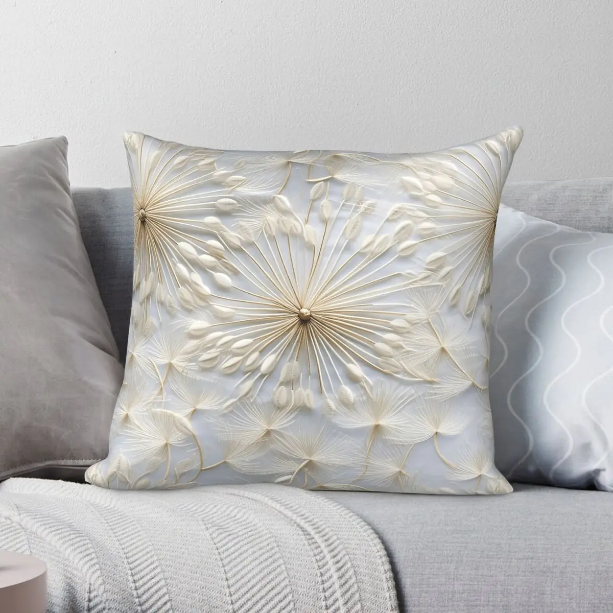 Dandelion Seeds Square Pillowcase Polyester Linen Velvet Creative Zip Decorative Throw Pillow Case Sofa Seater Cushion Cover