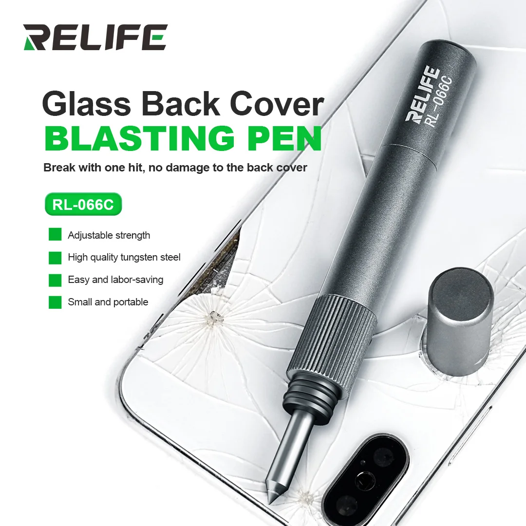 RELIFE RL-066C Glass Back Blasting Pen Adjustable Strength Mobile Phone Rear Glass Shell Repair Cover Breaker Breaking Tool