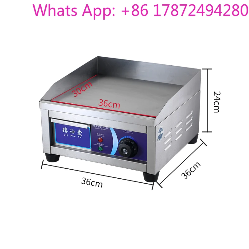 2500W 220V Electric Desktop Bakeware Commercial Electric Griddle Teppanyaki Stainless Steel Adjustable Temperature Control