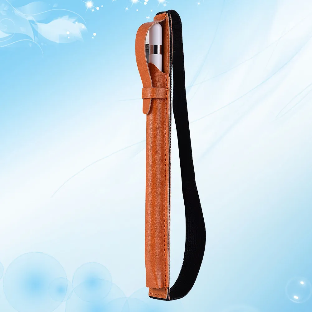 Premium PU Stylus Pen Cover for Light Brown Protective Travel Case with Elastic Belt Clip for Daily