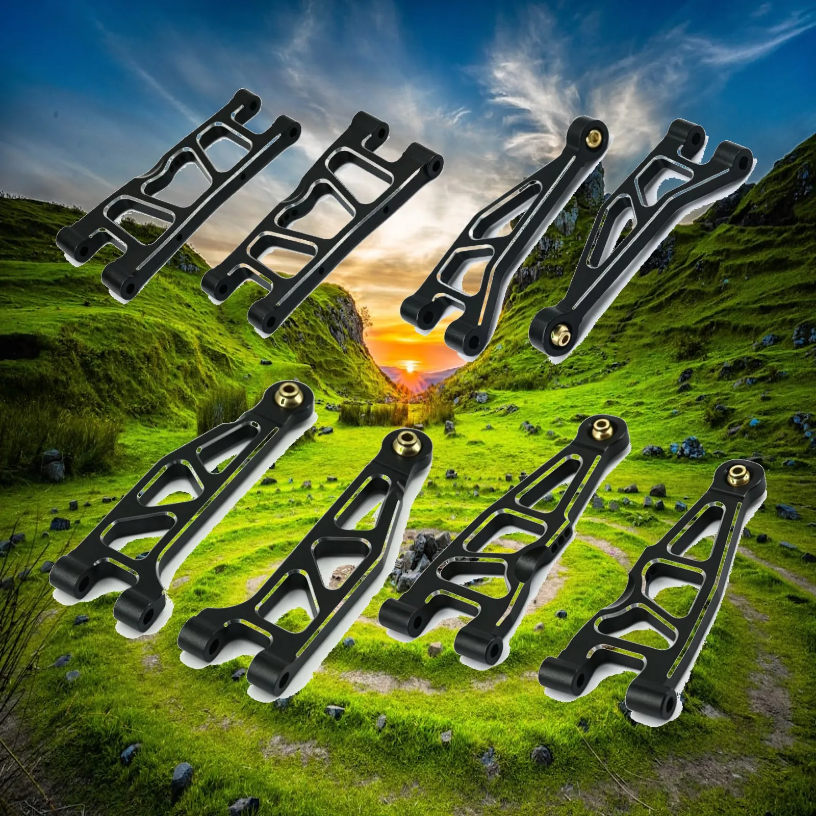 8 Pieces RC Damping Control Arms Machined RC Control Arms with Bushings Front Damping Arm Upgrade Parts Hop-Up